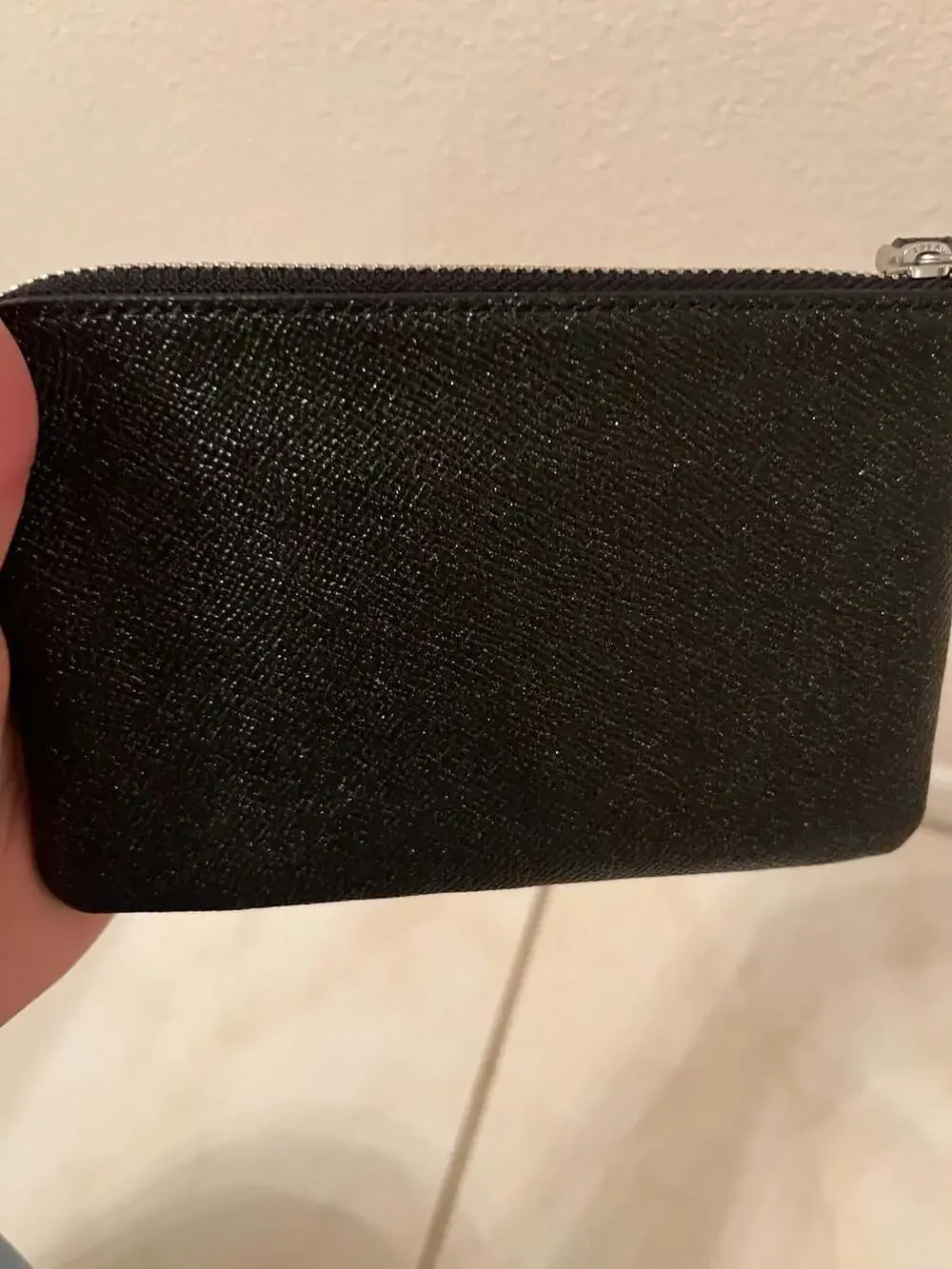 Coach Corner Zip Wristlet in Crossgrain Leather Black